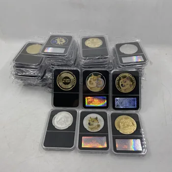 Dogecoin/Bitcoin/ETH/Litecoin/Dash/Unda/Monero/EOS Metal Fizice Argint/Aur Ada Cardano Monedă cu Acrilic Caz Asem design