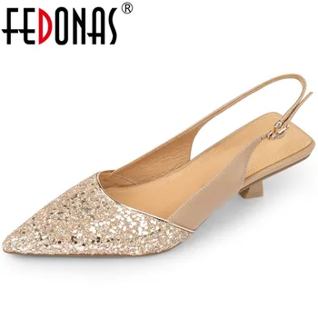 FEDONAS Femei Sandale Bling Subliniat Toe Tocuri Subtiri Primavara-Vara Moda Petrecere de Nunta Autentice din Piele de Pompe de Pantofi de Femeie