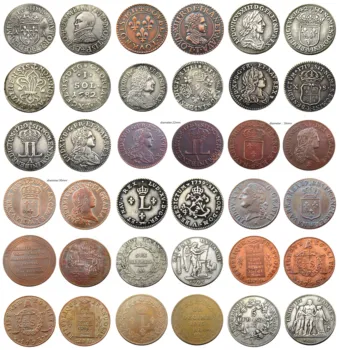 Franța Vechi se Amestecă 18pcs Cupru/Alama/Alama Placat cu Argint Copia Monede