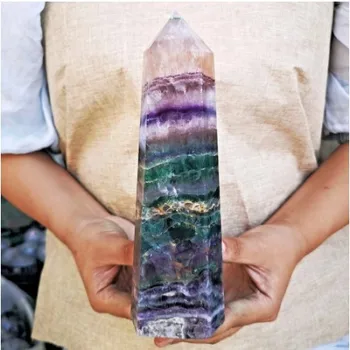 Naturale Fluorit Cristal de Cuarț Obelisc de Vindecare Decor(Cu geode)