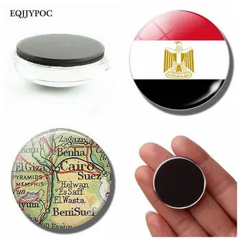 Republica Arabă Egipt Steagul și Harta 30MM Magnet de Frigider Decor Acasă Cabochon Sticla Decor Bucatarie Frigider Autocolante Suvenir