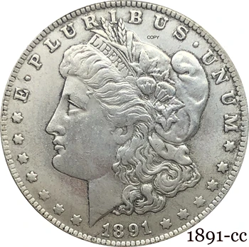 Statele unite Ale Americii 1891 CC Morgan Un Dolar SUA Monedă de Libertate de cupru si nichel Placat cu Argint În Dumnezeu Avem Încredere în Copie Monede