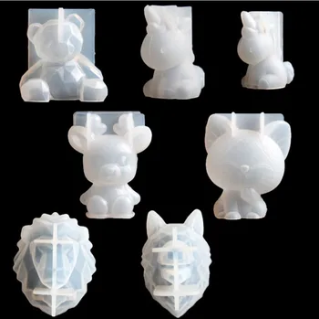 Ursul 3D Corn de Unicorn Pisica Iubitoare Inima de Leu Lup Silicon Sugarcraft Mucegai Tort Fondant Instrumente de Decorare