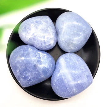 1 buc Albastru Natural Celestite in Forma de Inima Realizate manual din Cristal de Cuarț Pietre Chakra Stone Reiki de Vindecare Decor Acasă