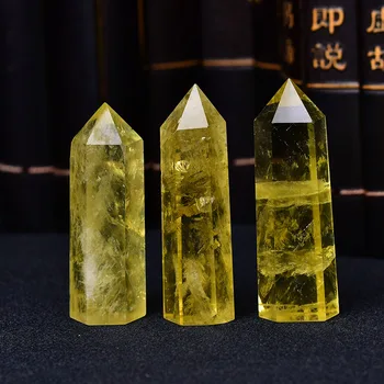 1 buc Cristal Natural Punct de Citrin de Vindecare Obelisc Cuarț Galben Bagheta Ornament Frumos pentru Decor Acasă de Energie Piramidă de Piatră