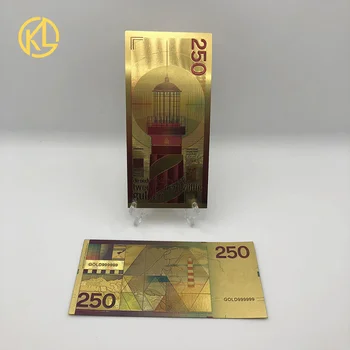 100 buc/lot Frumos Olanda Bancnota de 250 Gulden de Aur a Bancnotelor Placat cu Aur Pentru a Decora Casa