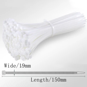 100buc 1.9 mm*150 mm Cablul de Nylon de Auto-blocare de Sârmă, Plastic Zip Legăturile MRO și industrie Alimentare elemente de Fixare si Feronerie Cablu