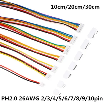 10Sets Mini Micro JST 2.0 PH-ul Masculin Feminin Conector 2/3/4/5/6/7/8/9/10Pin Plug Cu Terminale Cabluri Cabluri Soclu de 10 / 20/30cm 26AWG