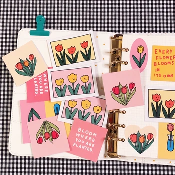 14pcsTulip serie de flori autocolante DIY scrapbooking telefon jurnalul album jurnal fericit planul de autocolante decorare