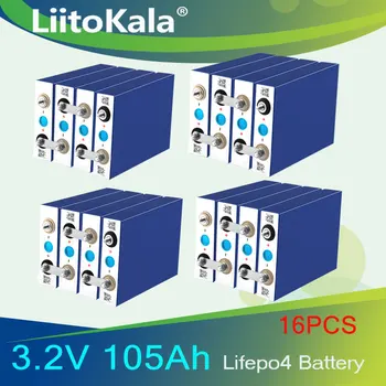 16PCS LiitoKala 3.2 V 105Ah LiFePO4 baterie poate forma 12V baterie Litiu-fier phospha Poate face cu Barca baterii auto, batteriy