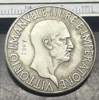 1936 Italia 10 Lire-Vittorio Emanuele III Argint Placat cu Copia fisei