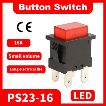2 buc Negru 16A 4 Pini Închis Buton de Apăsare Electrice Comutator Basculant Cu LED Lumina Rosie Încălzire Atingeți Comutatorul 250V PS23-16 T105