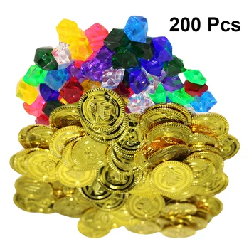 200pcs Monede de Aur de Plastic Monede Pirat Bijuterii Playset Aur Monede Pirat Jucării Comoara de Pietre Pentru Pirat Joc de Partid Favoruri Copii