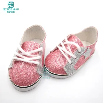 2019 Noi de 7,5 cm jucarie baby pantofi roz lucios adidași potrivi 43 cm nou-născut păpușă și americn pantofi papusa