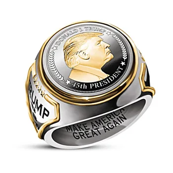 2020 de Moda statele UNITE ale americii Președintele Trump Inelul cele Mai Recente Bijuterii de Argint de Culoare și de Culoare de Aur Președinte American Barbati Cool Biker Ring