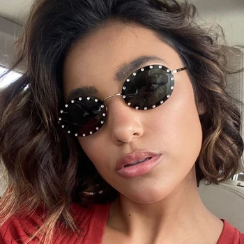 2020 femeie tendință oval ochelari de Soare brand de Lux diamant clar nuante Retro vintage din Metal cadru ochelari de soare femei uv400 ochelari