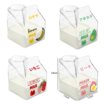 2021 Pahar Frișcă Cutie de Rezistente la Căldură Desene animate Piața de Mini Cutie de Lapte Recipient Cupa 380ml Cana de Apa Kawaii Cana Kawaii Sticla
