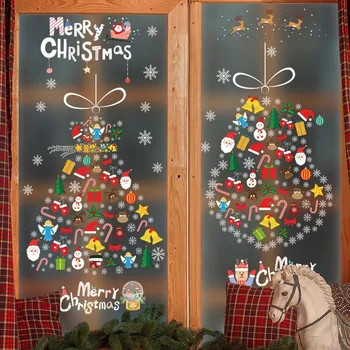 2022 Anul Nou Crăciun Autocolant Perete Amovibil Xmas Copac vitrină de Artă din Sticlă Decal Pentru DIY Meșteșug Decoratiuni de Craciun Navidad