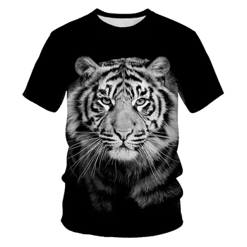 2022 Casual 3D Tigru de Imprimare Maneca Scurta Tricou Casual de Top O-Gât pentru Bărbați T-Shirt de Moda de Vara Tricou nou de Sus Plus Dimensiune