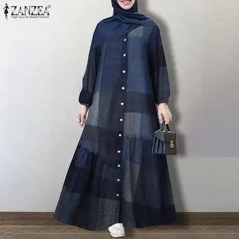 2022 Femei de Primăvară Rochie de Imprimare how pentru a juca Rochie Maxi ZANZEA Retro Maneca Lunga Musulman Rochii Casual Rochii Rochii Hijab Vestidos 