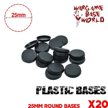 20BUC 25mm Rotund baze pentru Jocuri Miniaturi de plastic baze