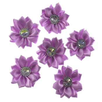 20buc Dimensiune 4.5 cm Violet petale rozeta de panglica de satin, flori realizate manual DIY nunta buchet de flori de păr pânză accesorii