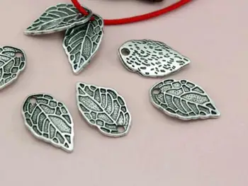 20buc/lot 16*9.5 mm Argint Tibetan Frunze brățară Pandantive lucrate Manual din Metal Decorativ DIY Bijuterii Pentru Barbati Femei