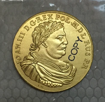 24-k Gpld Placat cu 1674-1696 Polonia monede COPIA TRANSPORT GRATUIT 34.5 mm
