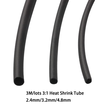 3M Thermoresistant Tub 2.4/3.2 /4.8 mm 3:1 de Căldură Psihiatru Ambalaj Tub Izolație de Poliolefină Cablu Manșon Kit