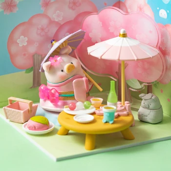 52TOYS LULU Piggy Sakura Grădină Premium Set, Desktop Decor Cadou pentru Petrecerea de Ziua