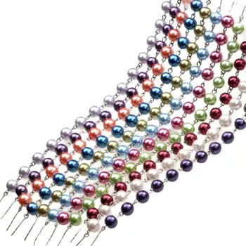 60PCS/Multe Culori Imitație de Perle DIY Accesorii 8mm Mărgele Rotunde Margele de Sticla Lanțuri Pentru Bratara/Colier Bijuterii de Luare