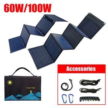 60W/100W Panou Solar Portabil de Pliere Sac USB+DC de Ieșire Încărcător Solar în aer liber sursa de Alimentare pentru Telefoane Mobile Generator de Putere