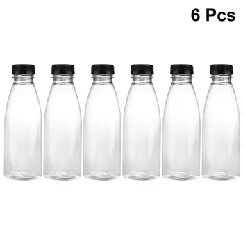 6PCS 500ml Gol băutură Băutură Sticla PET Clar Containere de Depozitare din Plastic de Suc de Sticlă cu Capace (Negru Capace)