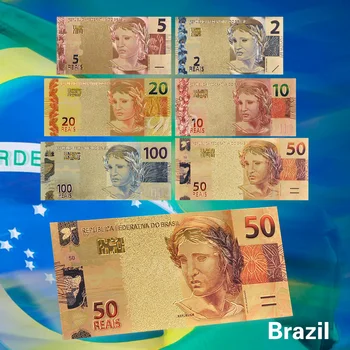 6PCS/Set Brazilia Reali Fals Bani de Aur de Bancnote Bani Propunerii Billetes Aur Notă de Bancă Colecție Cadou
