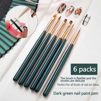 6Pcs/Set Gradient Pata de Pix de Terapie cu Lumină Trăgând Stilou Perie de Unghii Unghii DIY Arta de Pictura Design de Instrumente de Unghii Manichiura Set