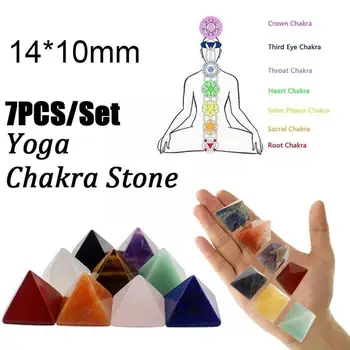 7PCS Șapte Chakre Cristal Natural Piramidă de Piatră de Cuarț de Vindecare Sac de Piatră Piatră prețioasă Pânză Meditație Cu Reiki Meserii Colle K8N2