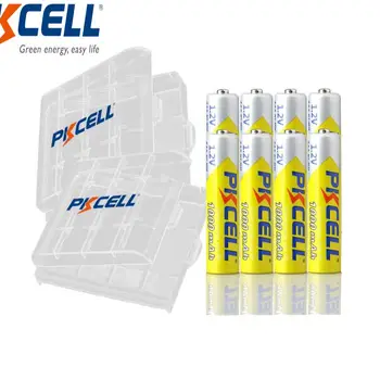 8Pcs PKCELL AAA NIMH Reîncărcabilă Baterie AAA 1.2 v 1000mah Baterii Si 2 buc Suport Baterie de Cazuri Pentru AA sau 3A Batteria Ceas