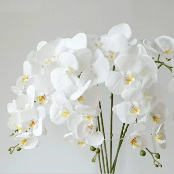 9 Cap Fluture Orhidee Artificiale Buchet de Flori Latex Orhidee Phalaenopsis DIY Vază, Buchet Pentru Petrecerea de Nunta Decor Acasă