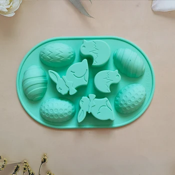 9 Cavitatea Paști Forma de Ou de Ciocolată Mucegai Silicon 3D Iepure Tort Mucegai DIY Ou de Dinozaur de Copt Mucegai Fondant de Patiserie Săpun Mucegai
