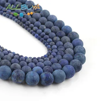 AAA Rotundă Naturală Mată Minerale Piatra Margele Albastru Plictisitoare poloneză Lapis Lazuli Margele pentru Bijuterii DIY Brățară 15 cm