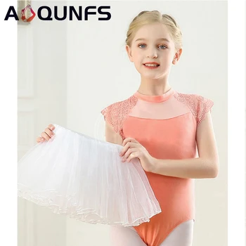 AOQUNFS Fete Balet Fustei de Tulle Fusta Maneci Scurte Dans Tricou 2 BUC Dans Costume Balet Costume de copii pentru Copii Costume de Balet