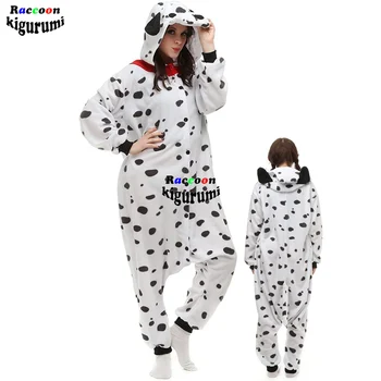 Adult Unisex Dalmatian Salopeta Câini De Iarnă Pijamale Animale Cu Gluga Sleepwear Cosplay Onesie