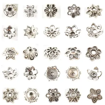 Antichități argint culoare Farmece Gol Deschide Floare Filigran End Margele Capac de Luare de Bijuterii Pentru lucru Manual Diy Artizanat Accesorii