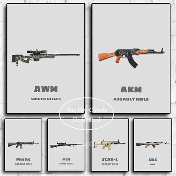 Arme Militare moderne Arma Panza Pictura Poster AWM M24 Pistol HD Print de Arta de Perete Imagine Bedroom Home Decor Pictura