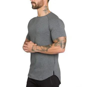 Brand de îmbrăcăminte sport fitness tricou barbati moda extinde hip hop de vara cu maneci scurte t-shirt bumbac culturism musculare tricou barbat