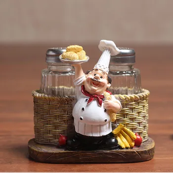 Bucătărie bucătar Bucătar Piper Condiment Sticla Model Statuie în Miniatură Figurina Cadouri Artizanat Rășină Acasă Decorare Accesorii TTBD85