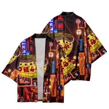 Bărbați Kimono Japonez Halat de baie Samurai Imprimare 3D Model Tradițional Liber Casual Jacheta Subtire din Asia Kimono Cardigan 1