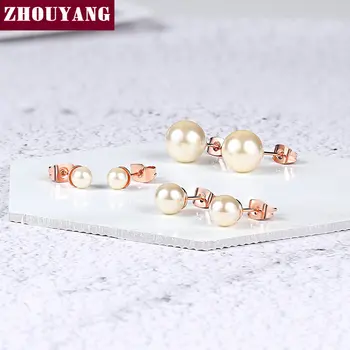 Calitate de Top ZYE240 Simulate-pearl Cercel Crescut de Culoare de Aur Cercei Stud Bijuterii Austriac Cristal
