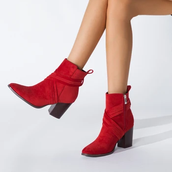 Chelsea Glezna Cizme pentru Femei de Moda Noua Femeie de Toamnă a Subliniat Deget de la picior Toc cu Fermoar Pompe de sex Feminin Scurt Papuceii Zapatos De Mujer