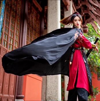 Chineză Hanfu Mantie Femei Și Bărbați Halloween Archer Cosplay Costum Petrecere Tinuta Hanfu Manta Roșie Manta Neagră Pentru Barbati Femei